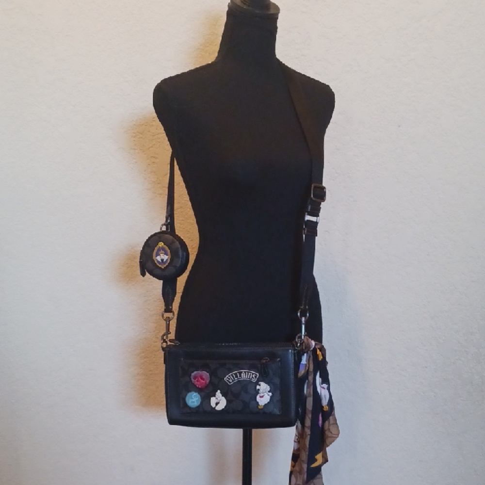 Coach Villians Crossbody Bag With Patches, Pouch And Villian Hankerchief - Picture 2 of 16